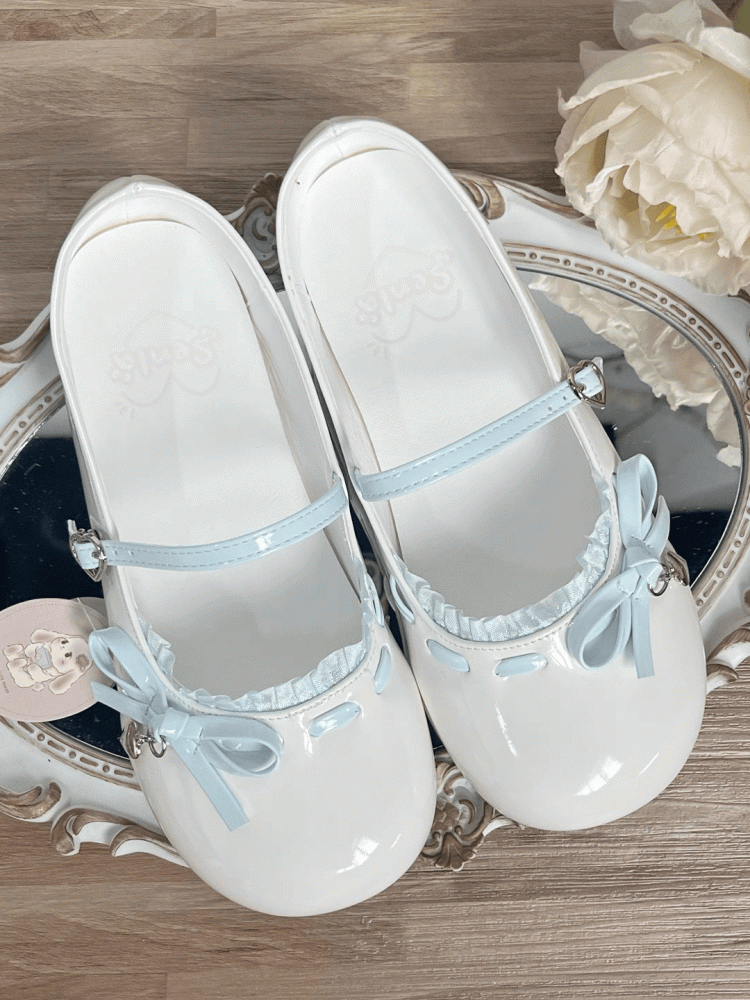 PU Flat mit Lolita Schuhe Schnalle Herz