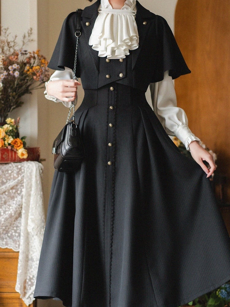 ブラックのレトロファッションブレザーカラークロップドトップ