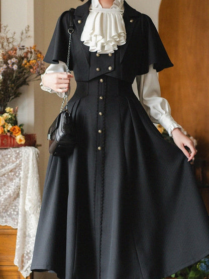 ブラックのレトロファッションブレザーカラークロップドトップ