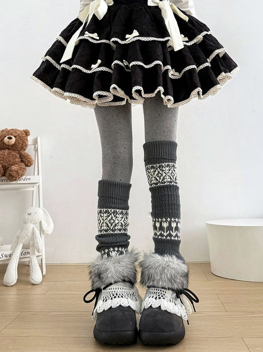 Fair Isle Leg Nordic Colors Knit 5 Warmers -