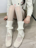 Milk White/Grey/Coffee/Black Split Knitted Leg Warmers