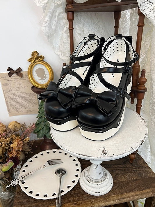Design Platform Shoes Sweet Crisscross PU - Black