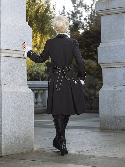 Ouji Lolita-Hose mit geradem Bein und Goldbesatz in Schwarz mit