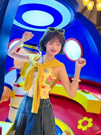 Decora Kei Colorful Cartoon Print Cami Top