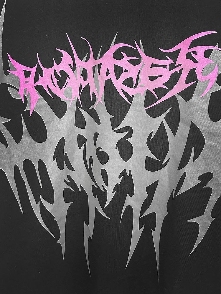 ブラックフェイクツーピースグラフィックTシャツ