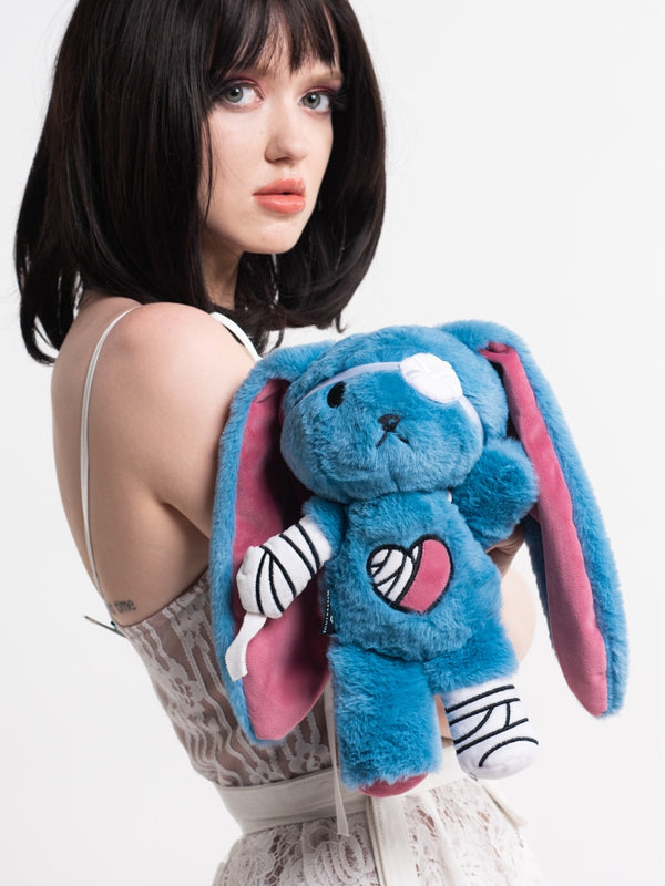 Injured Canvas Bunny with Blue Peacock Guro Plush Kawaii Bag A