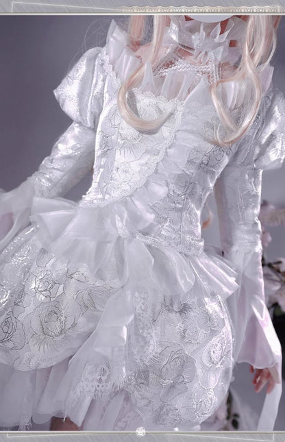 Rozen Maiden Kirakishou Weißes Kleid Lolita-Stil Cosplay Kostüm