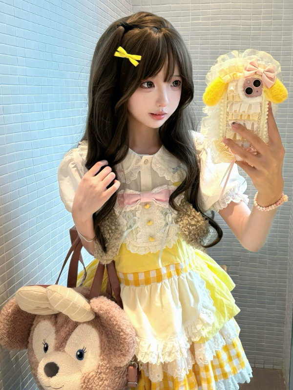 Lolita Peter White Blouse Col Claudine Manches Courtes