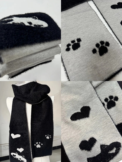 Cat Heart Black Gray and with Scarf Patterns Reversible