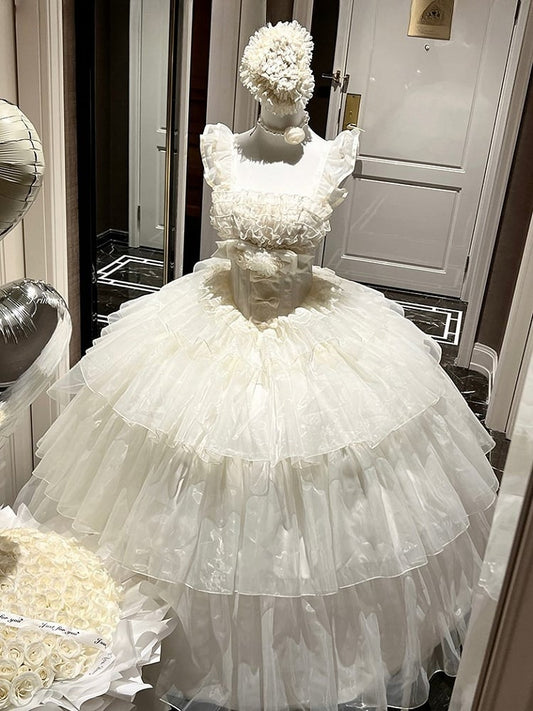 Shiro Lolita Tulle Multi-Layered Dress White