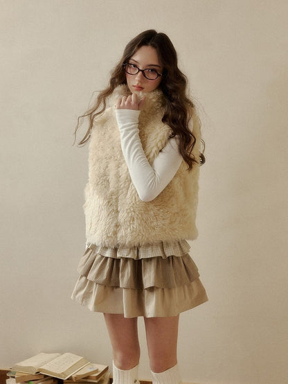 Eco-Friendly with Sweet Vintage Pink Vest Fur Double-Sided