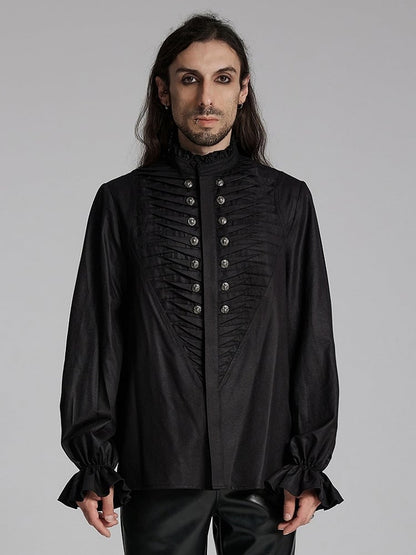 Shirt 3D Men's Black Goth Pleated
