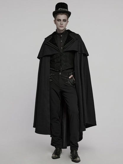Retro Black Cloak-Jacket Men's Goth