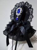 Black Coffin-Shaped Rhinestone Gothic Mini Hat - Tonight's White