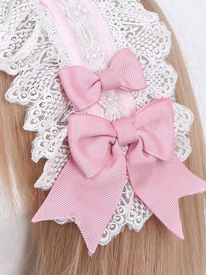 Hairband with Bow Pink/Blue Accent Lace-Trimmed Lolita
