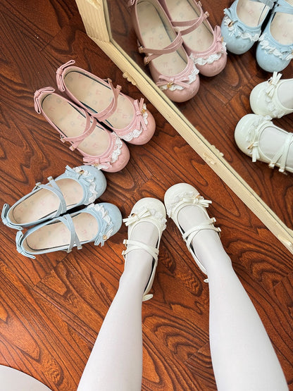 Janes Lace Lolita Mary with Closure Snap Trim Low-heel/Mid-heel Sweet Blue