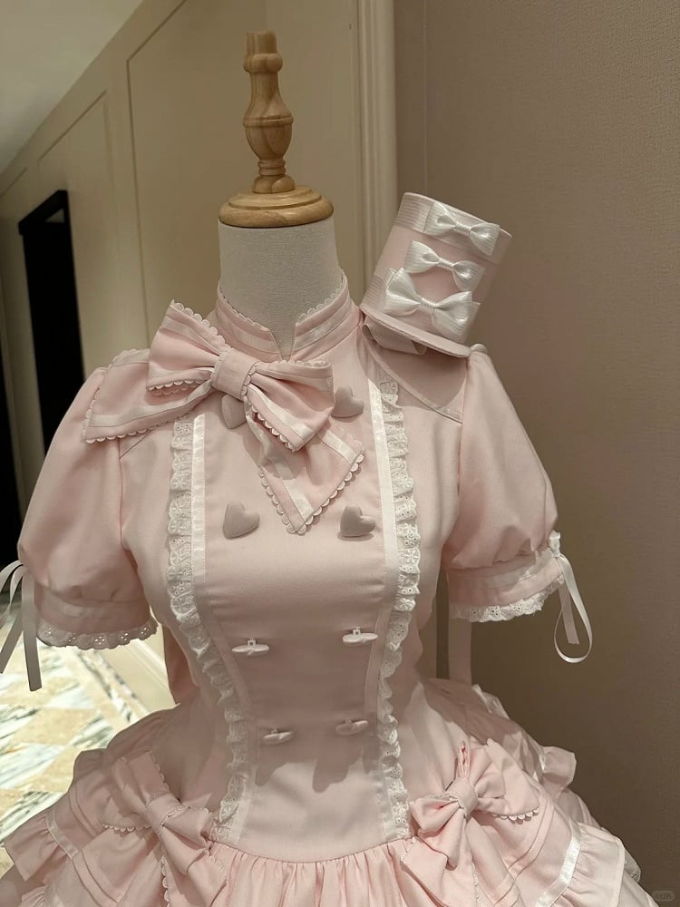 Pink Lace-up Bowknot Mini Hat - Cat Cake