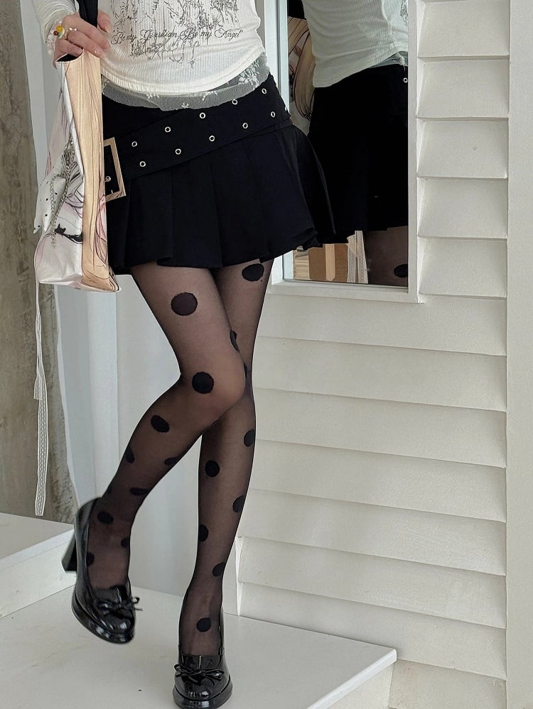 Oversized Pantyhose Polka Style) Dot (Retro Bold Sheer