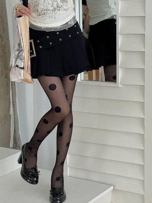Oversized Pantyhose Polka Style) Dot (Retro Bold Sheer