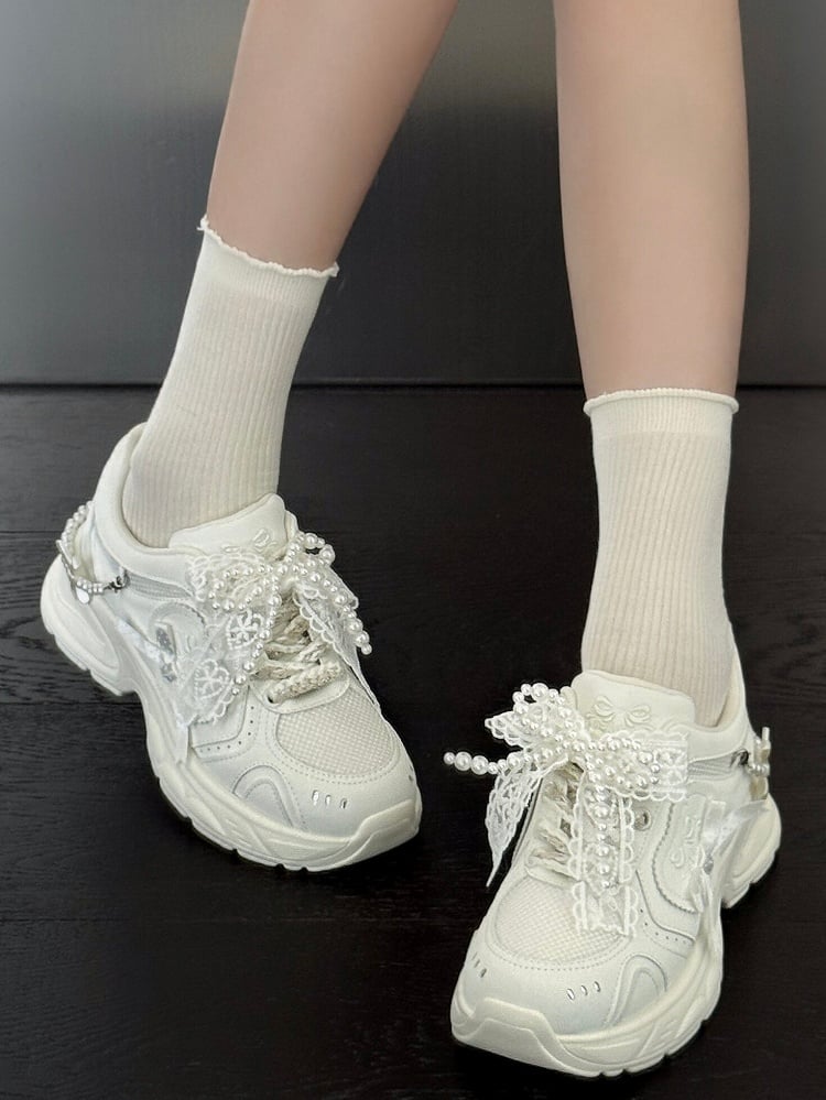 Bow Platform Sweet Lolita White - Details Sneakers