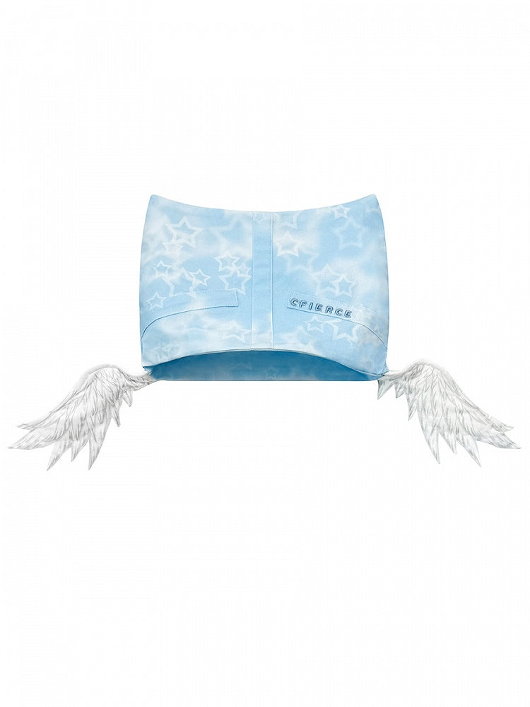 with Elf Angel Print Hat Star Blue Wings