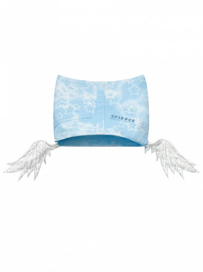 with Elf Angel Print Hat Star Blue Wings