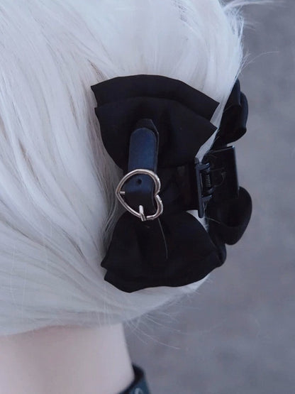 Gothic Black Bow Hair Claw Clip - Strange Sugar