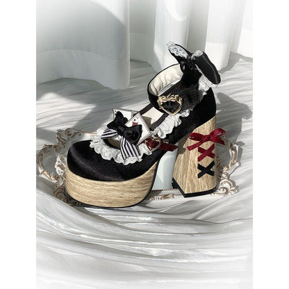 Alice in Wonderland Satin Block-Heel Mary Jane Shoes – Sweet Lolita Style | LilyVow