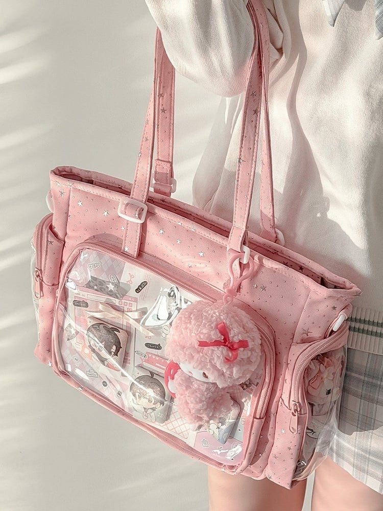 Style Pink Otaku Kawaii Pattern Ita Design Handbag Star-shaped