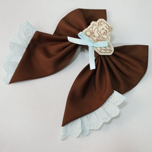 with Sweet Hairclip Bow Lolita Bear Patch Brown