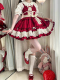 und Trim Sommerrock Plissee Rüschen Lolita Rot Pullover