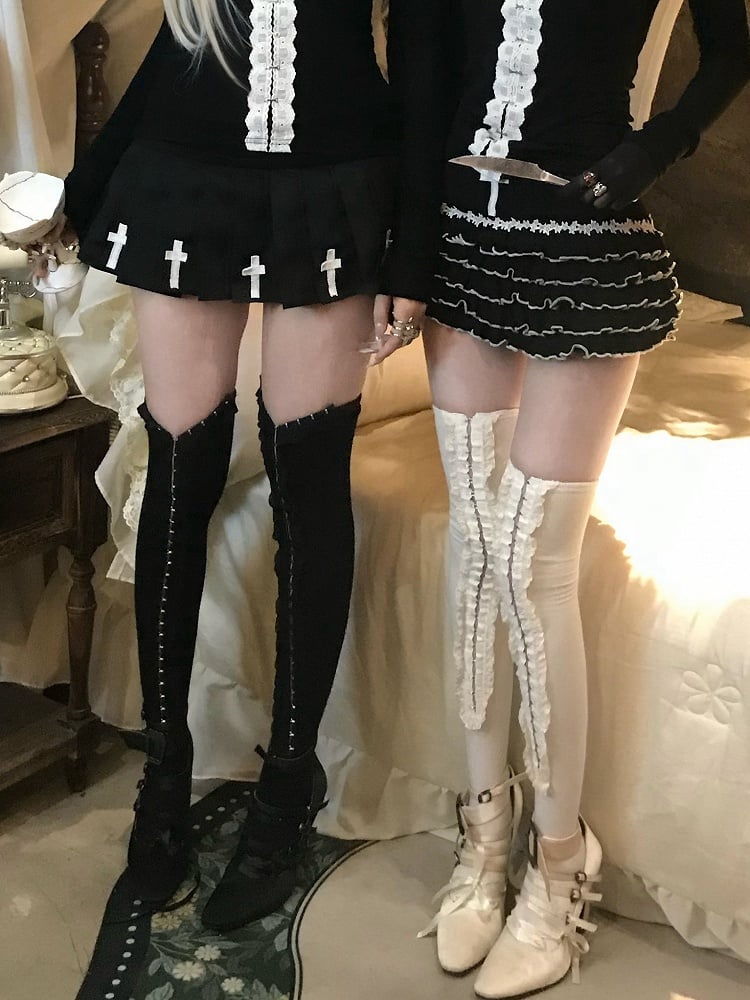 Black Accent Skirt Cross with Mini Gothic Pleated
