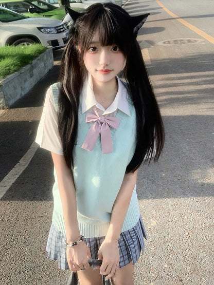 Uniform Knitted Color JK V-neck Options Preppy Style Vest 10