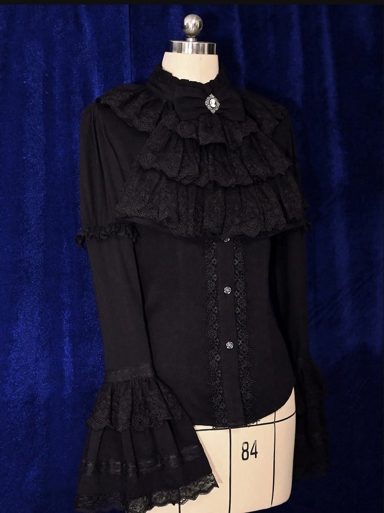 Krawatte Bowknot Jabot Schwarz Gothic Weiß /