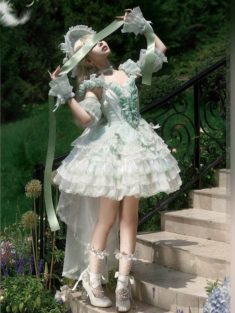 Kleid Lolita Prinzessin Lagen Grün Balletcore Tulpen Themenrock