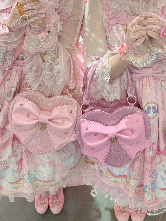 Multicolor Sparkling Bowknot Lolita Handbag - Sheep Puff