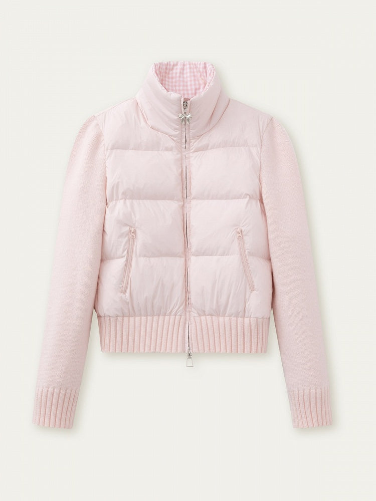 Down Jacket Pink Cream Sweet Patchwork