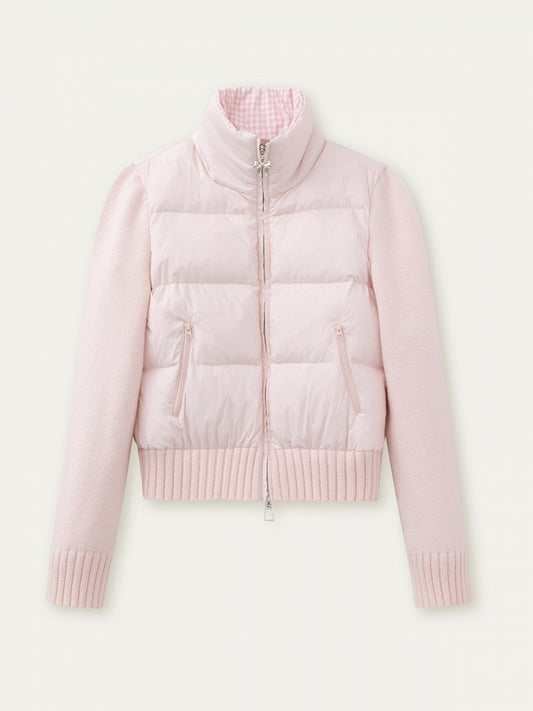 Down Jacket Pink Cream Sweet Patchwork