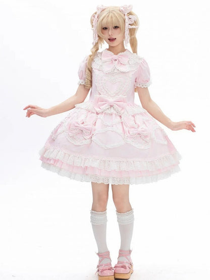 Robe OP en dentelle à oreilles de lapin rose avec col dos