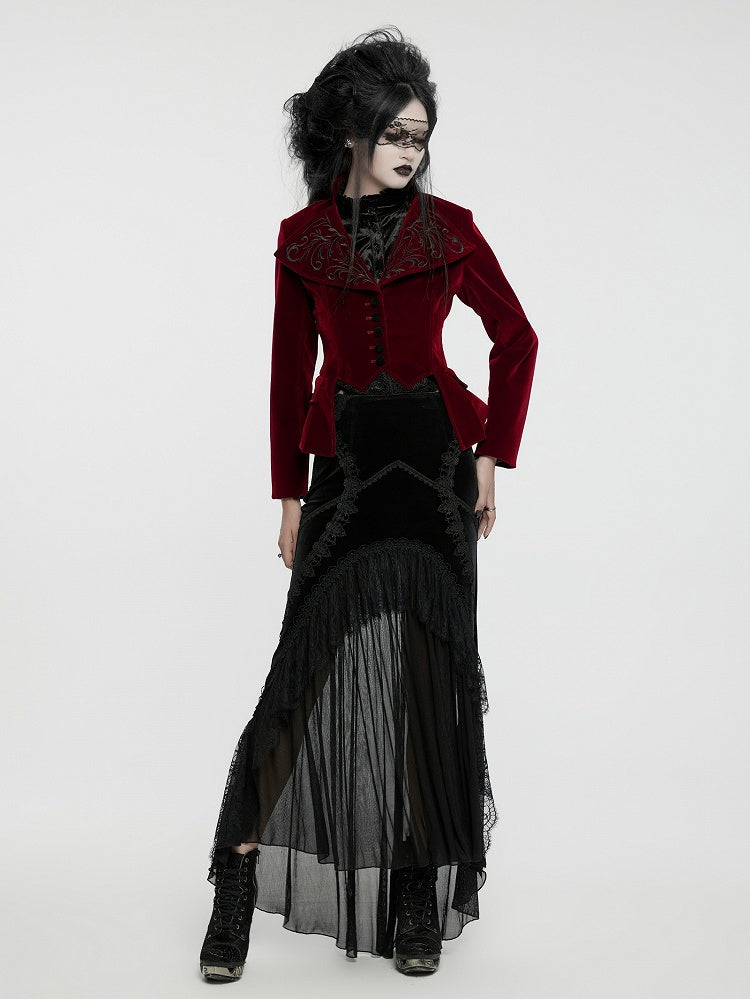 Coat Goth Red Exquisite Embroidered