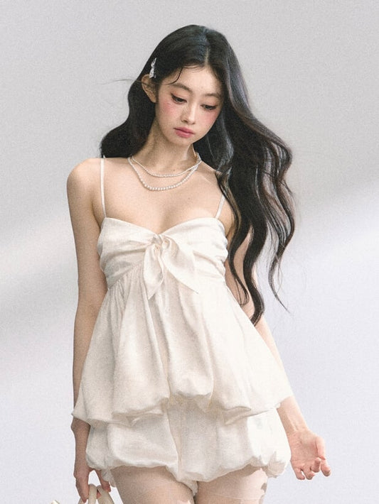 アプリコットVネックバブルキャミトップ/ショーツ