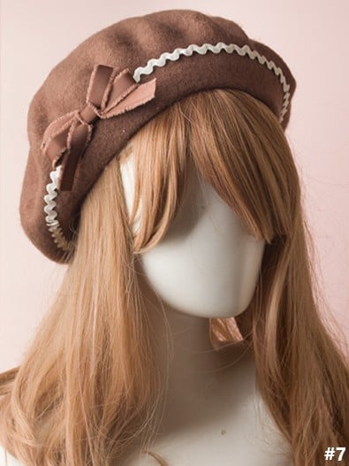 Sweet 7 Bowknot Color Beret Lolita Options