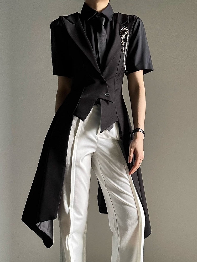 Placket Polo Lolita Youthful Collar with Ouji Shirt Button Black Short-Sleeve