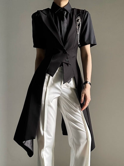 Placket Polo Lolita Youthful Collar with Ouji Shirt Button Black Short-Sleeve