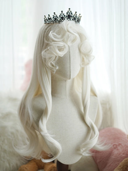 レッド/ライトブロンド/ホワイト/キャラメル 60cm ロングウェーブウィッグ（カール前髪付き）