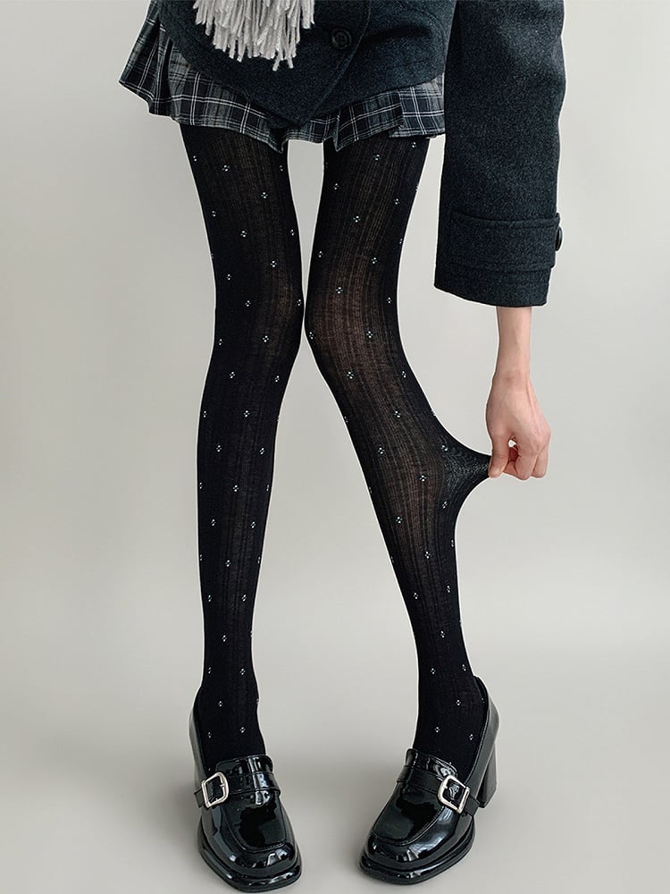 Floral Colors) Ditsy Ribbed Tights (4