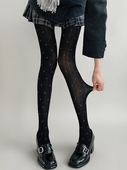 Floral Colors) Ditsy Ribbed Tights (4