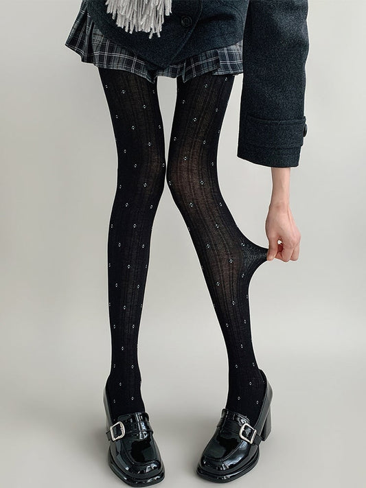 Floral Colors) Ditsy Ribbed Tights (4