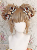 Green Sweet Lolita Chocolate-themed with Bead Chain Hairclips Pink/Mint