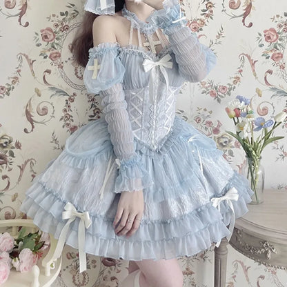 Cross Belle Blaues Lolita-Korsettkleid mit Neckholder-Ballettkern JSK